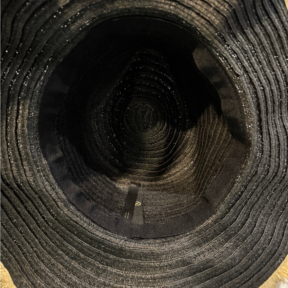 Black Wide Brim Hat with Tan‎ Trim - Picture 3 of 4